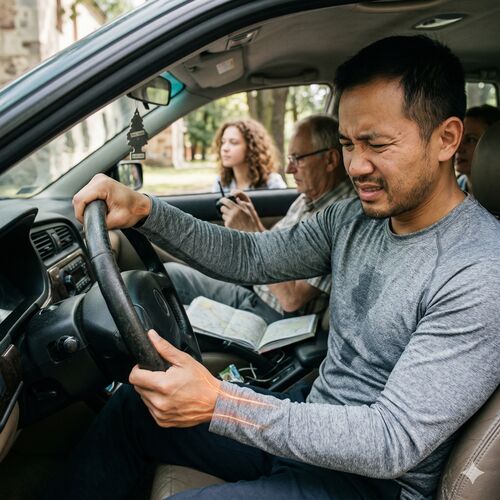 ból dłoni po trzymaniu kierownicy